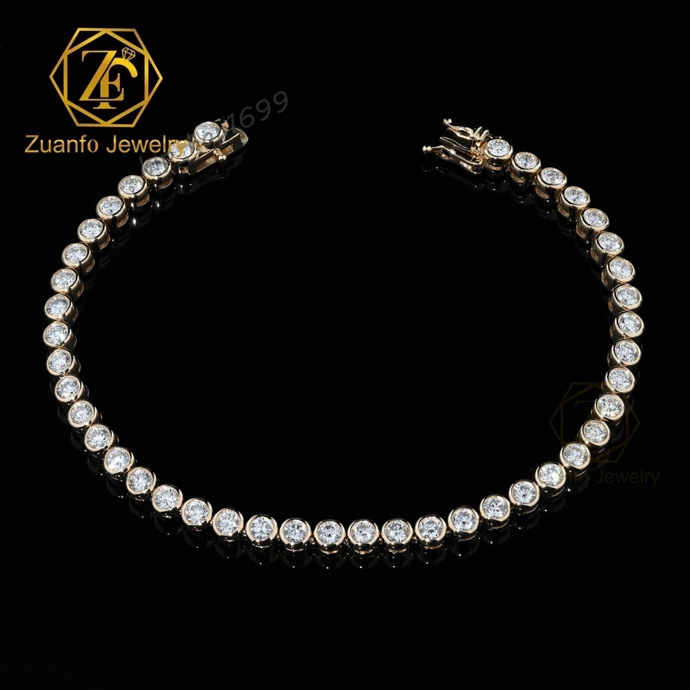 10K 14K 18K Solid Gold Round Lab Grown Diamond Tennis Bracelet IGI GRC Certified 2mm 3mm 4mm Bezel Set Lab Diamond Bracelet