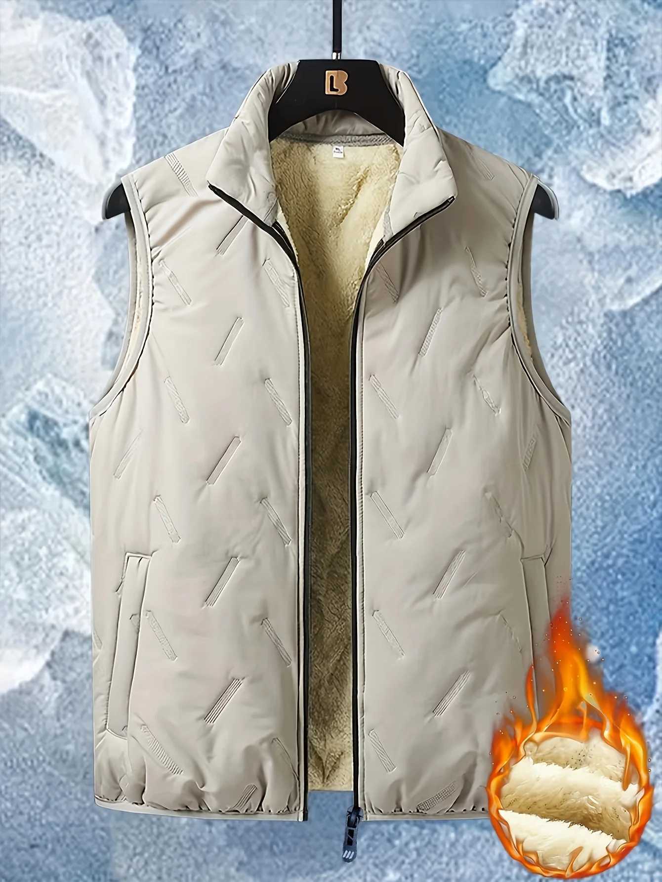 Vests Men's Outerwear Lamb Men's Down Vest Winter Warm Vest Casual Solid Color Sleeveless Jacket Winter Fashion Men's ClothingW261017