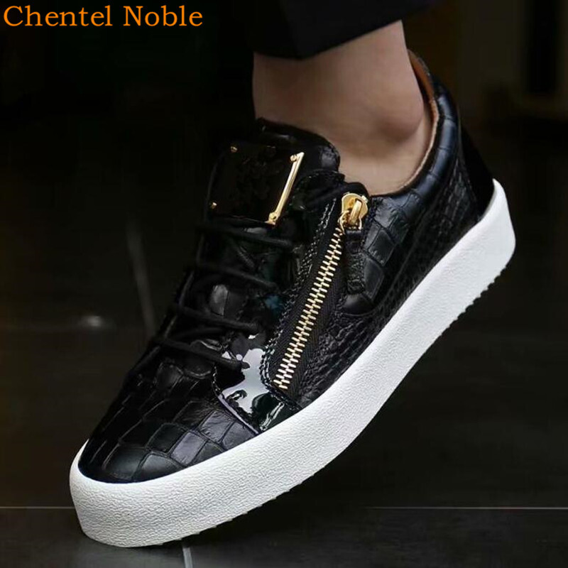 2019 Brand Male Comfortable Metal Loafers Casual Party Dress Shoes Men Flats Lace-Up Sneakers Black Color Big Size