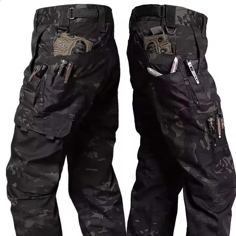 Multipocket Work Pants Men Waterproof Straightleg Cargo Outdoors Wearresistant Hiking Casual Spring Male Joggers 261017