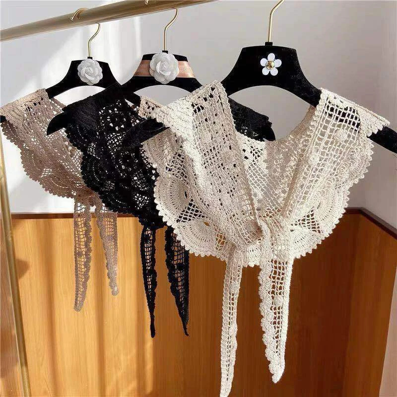 Vintage Style Hollow Out Crochet Lace Shawl Women Blouse Shoulders Collar Cape For Clothes Decoration 261015