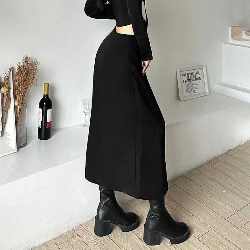 Dark Skirts Goth Gothic Skirts Techwear Patchwork Sexy Mini Women Grunge Irregular Hem High Waist Cargo Skirt Hip Hop Black Summer 2023 W261017