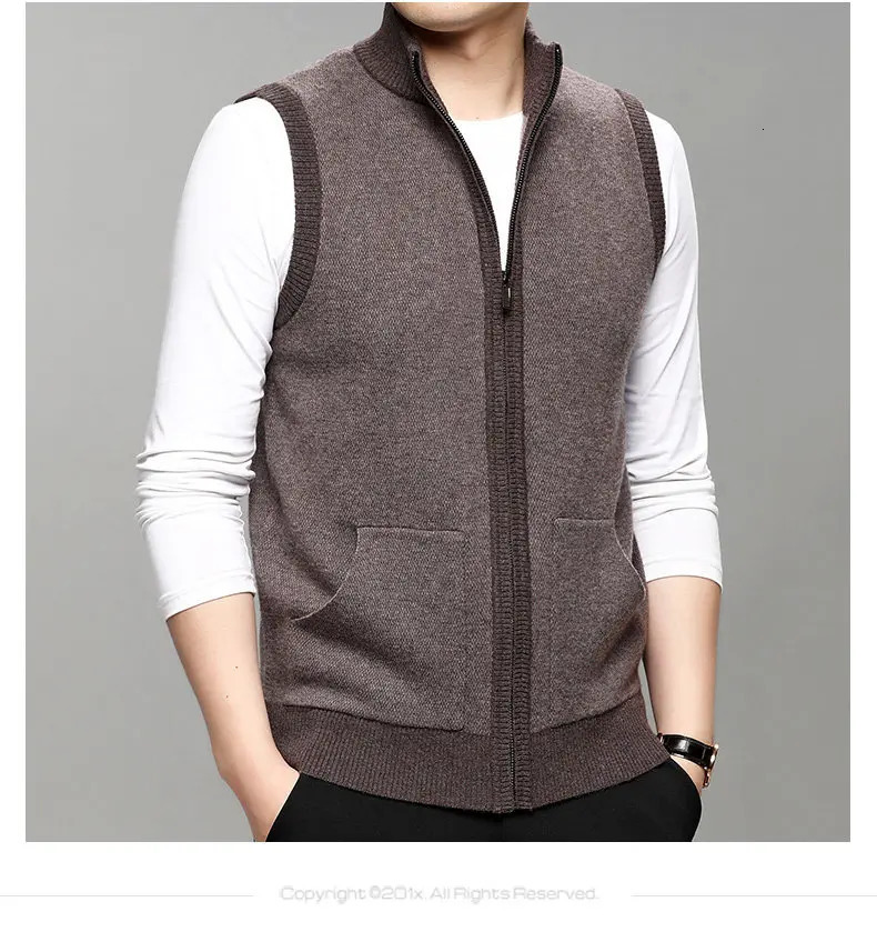 Men's 100 pure sweater vest men's winter middleaged thick bottoming shirt 260928