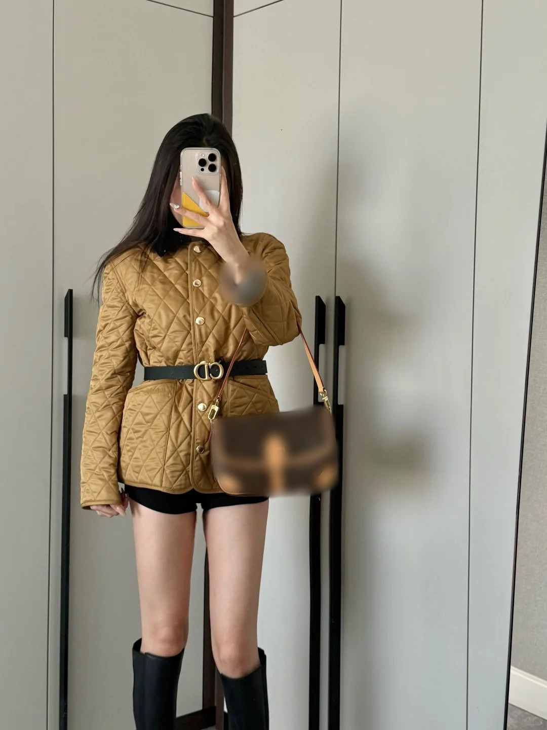 bbr Designer women cotton jacket embroidered diamond-pattern quilted jacket with a stand-up collar, golden-colored, women's winter cotton coat