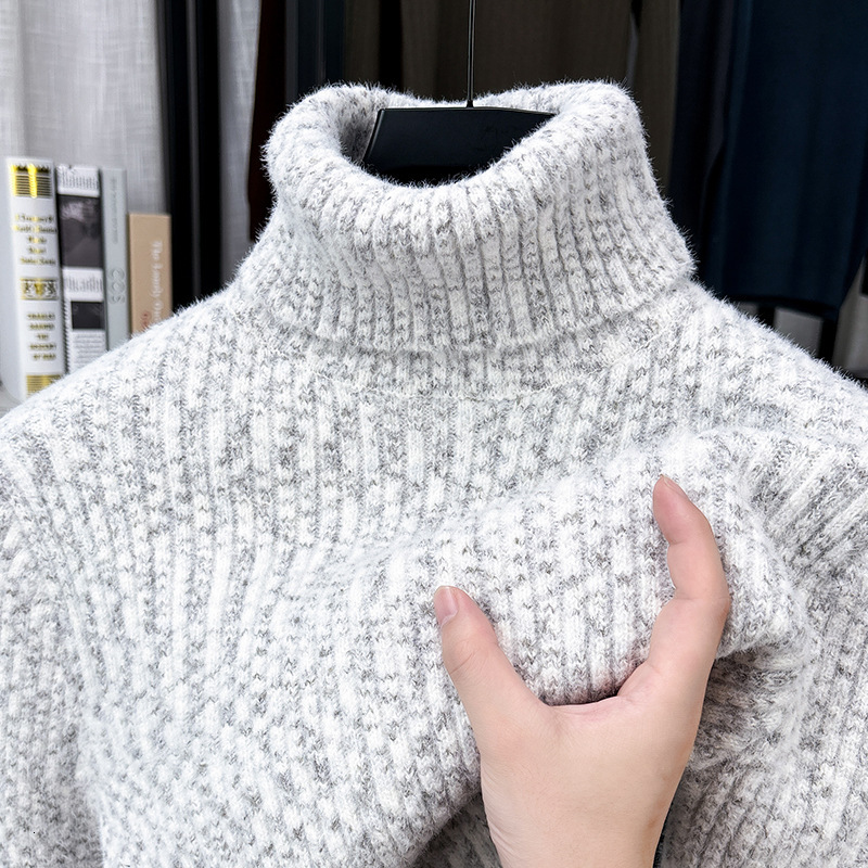 2026 New Autumn And Winter Warm High-Neck Wool-Blend Fleece-Lined Knitted Sweater,Men's Warm Sweater Wholesale Men's Clothing HongluCasual