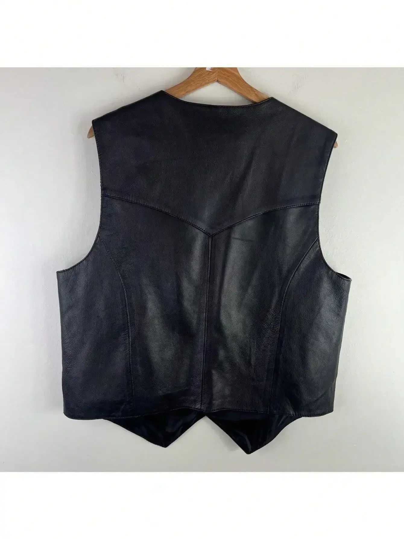 00% Men's Soft Vests Men Leather Vest Snap Western Mens Gift Holiday Attire Informal BikerW261017