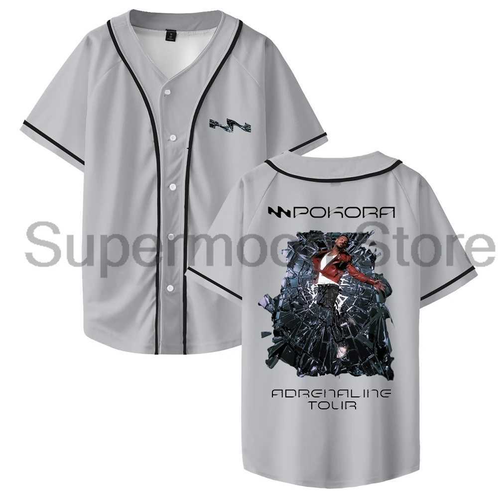 T-Shirts Matt Pokora Adrenaline Men's Tour 2025 Baseball V-Neck Short Sleeve Button-up Shirts Women Men Streetwear TopsW261017