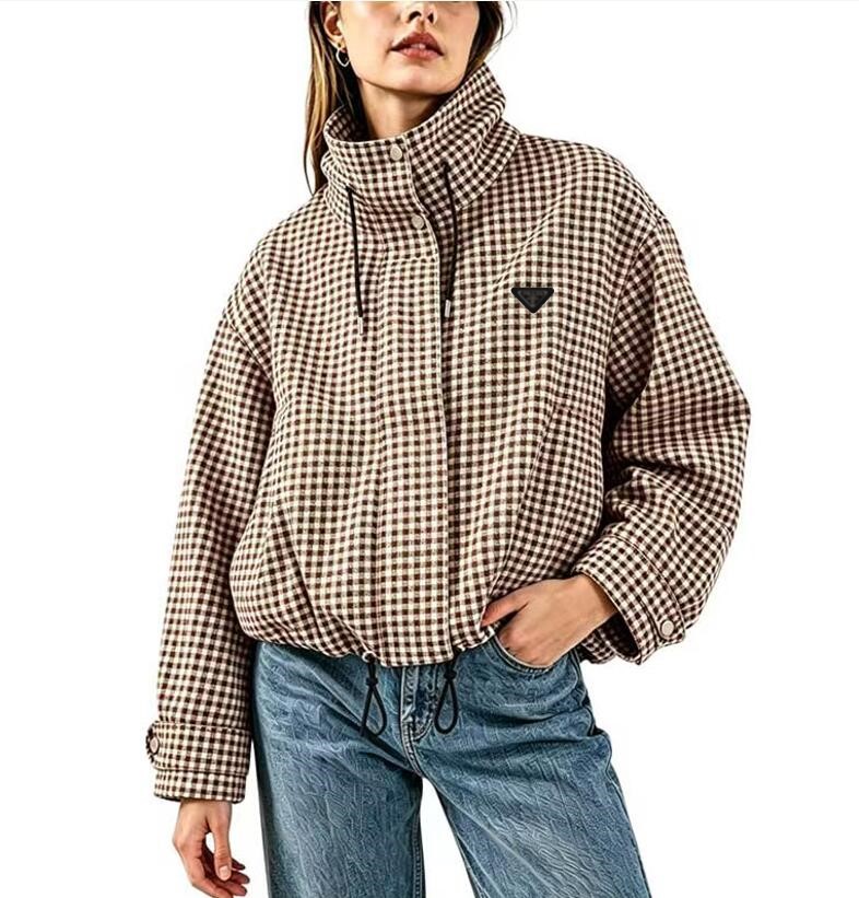 women Jacket new Vintage Plaid lapel zipper loose jacket Luxury Classic Windbreaker Designer Jacket Outdoor women Coats