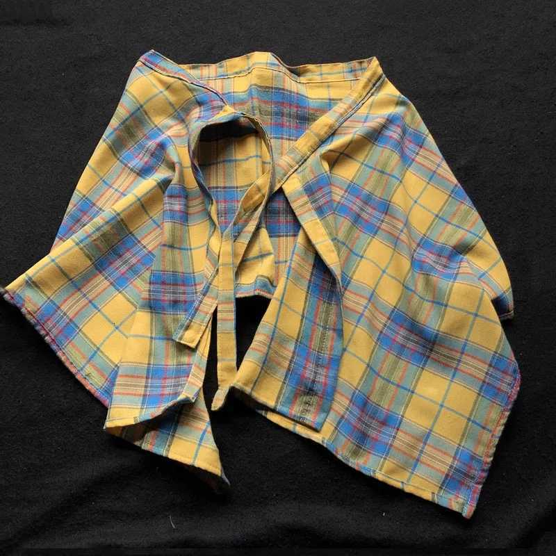 Irregular Skirts Hop New Hip Men and Women Fake Shirt Hem Spring Autumn False Shirt Skirt Half-body Plaid Skirts Womens Jupe Saia W261017