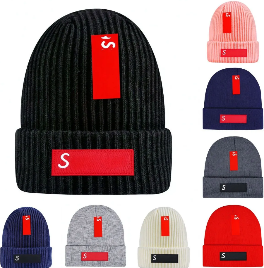 beanie Designer Beanie Skull Cap Ribbed Knit Winter Hat Bonnet Homme With Red Label Patch Logo Design Warm Fleece Lined Casual Streetwear Style For