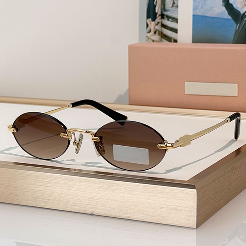 Retro designer womens sunglasses frameless brown gradient lenses tortoiseshell legs autumn fashion oval glasses SMUA54 street photography vacation c