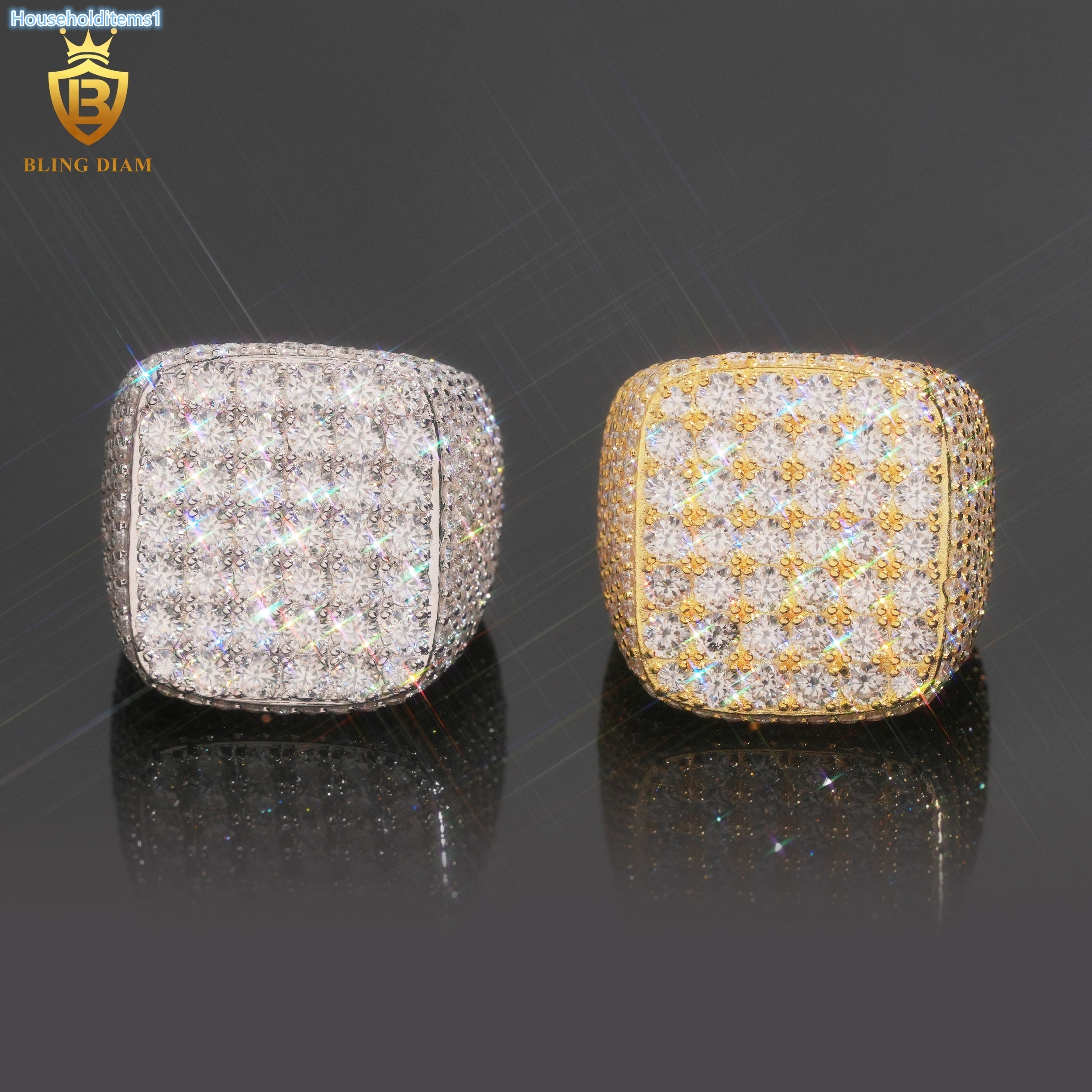 Hot Sale 925 Silver Moissanite Rings Fine Jewelry Iced Out Moissanite HipsHop Style Jewelry Rings Pass Diamond Test in Stock GRA