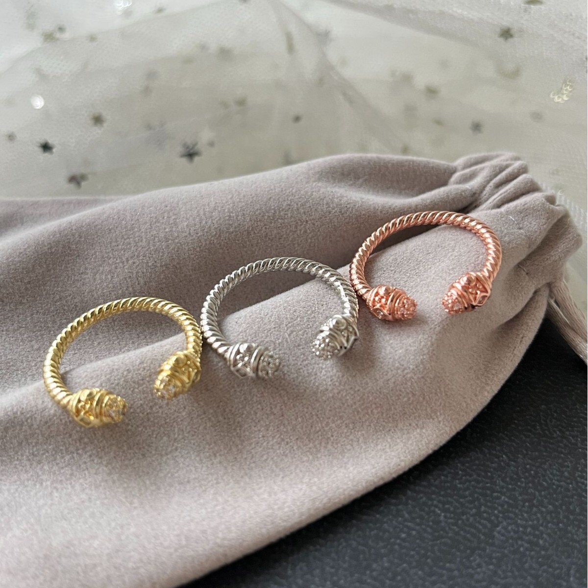 Dy Cable Jewelry Ring Designer Davidjersey Yurmannn Ring For Women Wedding Ring DY Simple Open Twist Round Head Inlaid Diamond Ring