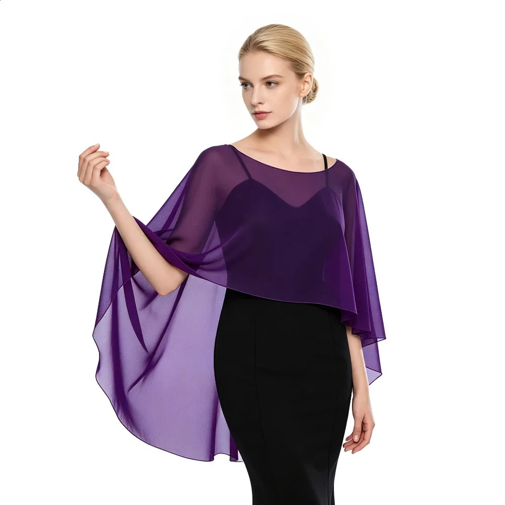 Fashion Soft Wedding Capes Long Solid Color Chiffon Shrug Sunscreen Wraps Womens Ladies261016