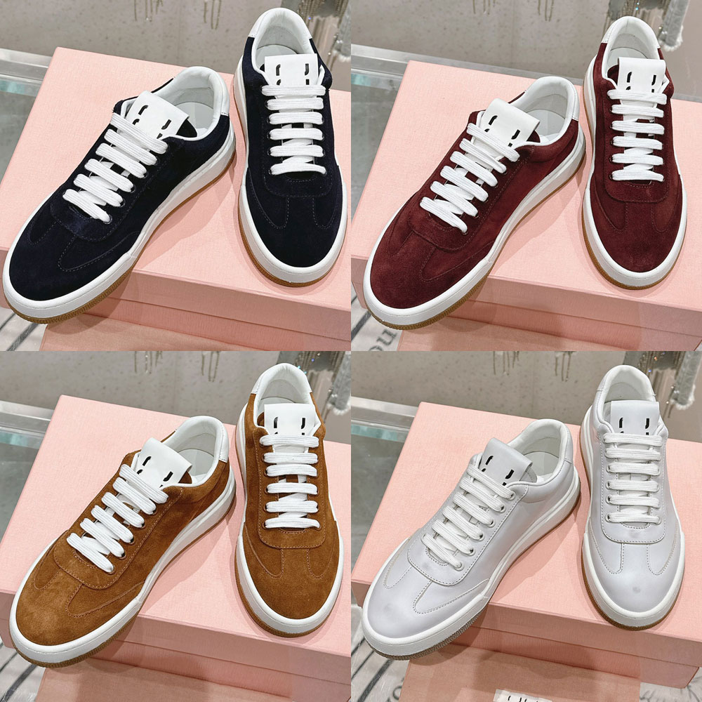 Suede Sneakers Womens Luxury Designer Sneaker Fashion Signature Brand Flat Sneaker Outdoor Retro Style Classic Running Sneakers Leather Lining Size