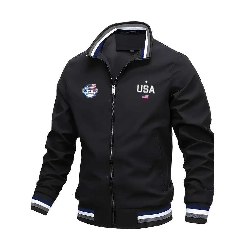 Fashion Men's Jackets Men's Jackets Casual USA Letter Graphic Print Outdoor Coat Tops Baseball Bomber Varsity Jacket Men OversizeW261017