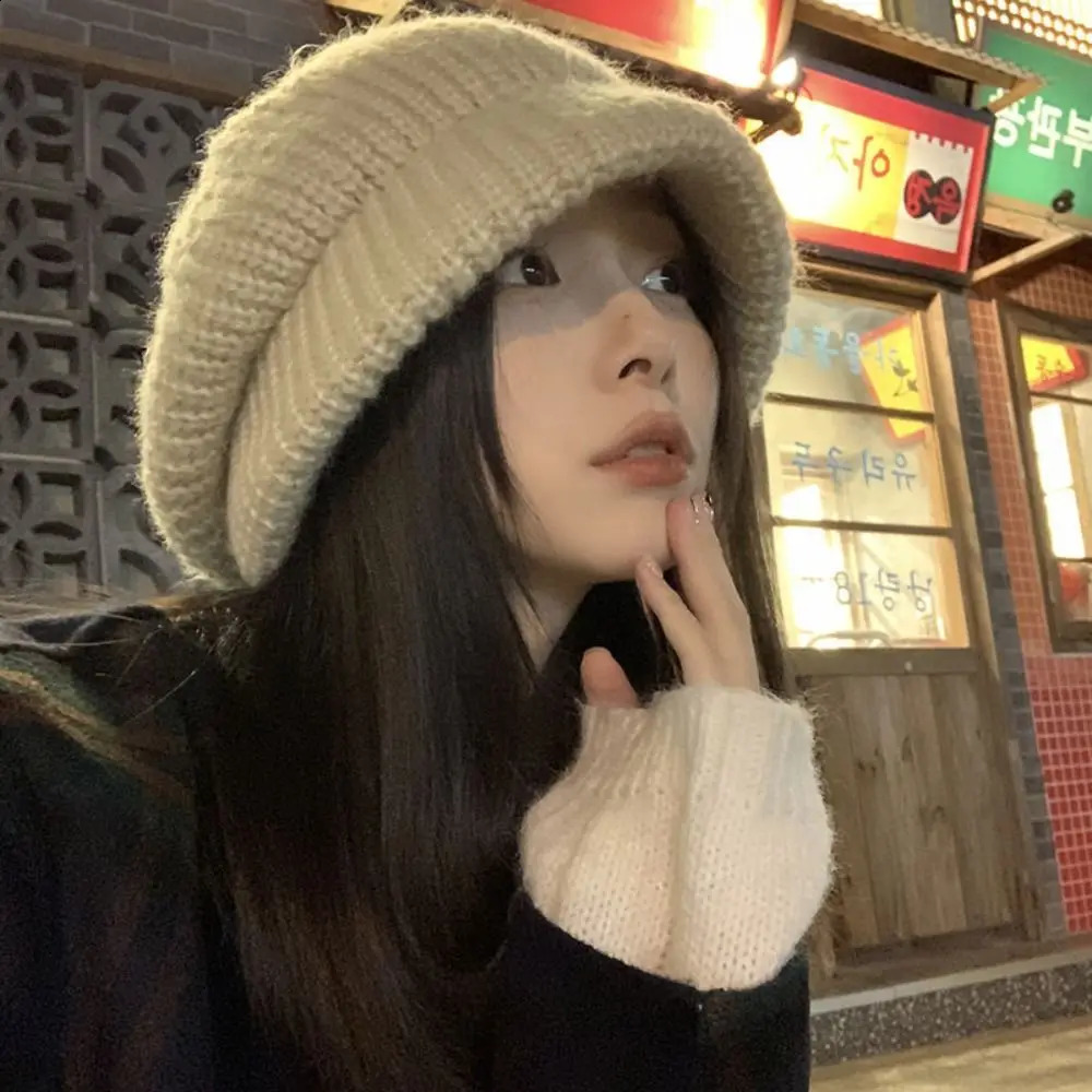 Large Size Autumn Winter Hats for Women Solid Plain Octagonal sboy Cap Men Ladies Casual Knitted Beret Painter Caps 260928