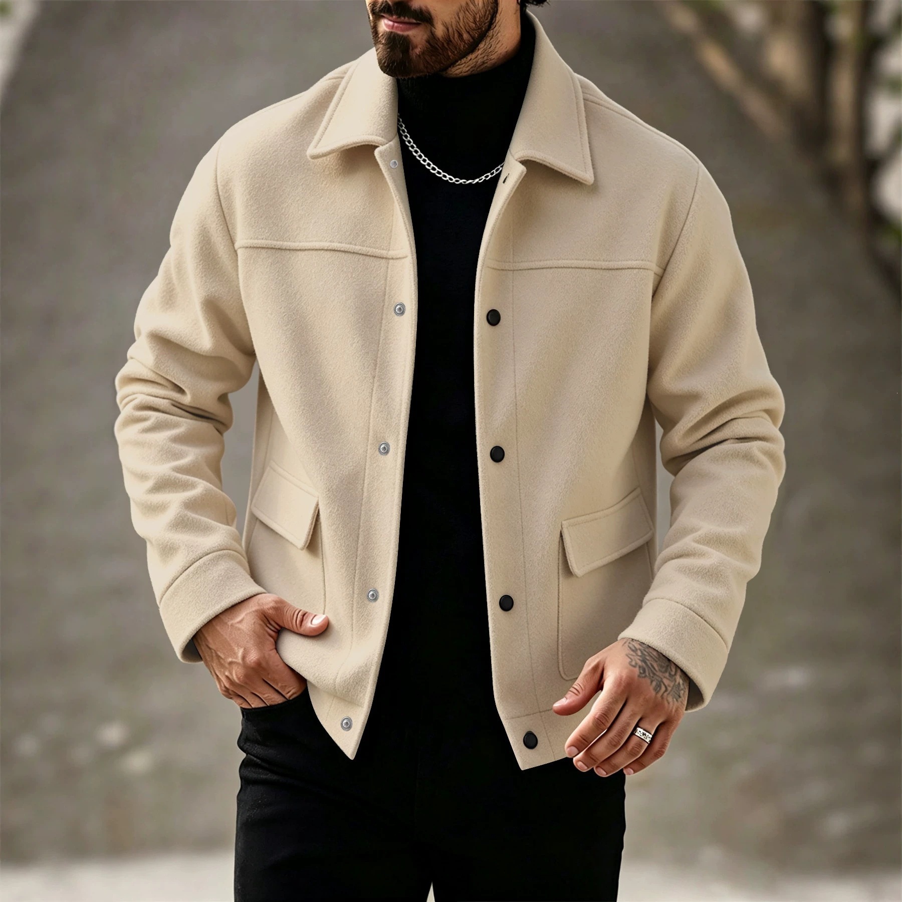 2026 Clothing Autumn/Winter New Men's Fashion Double-Pocket WoolenMen's down cotton coat Jacket Coat Honglu