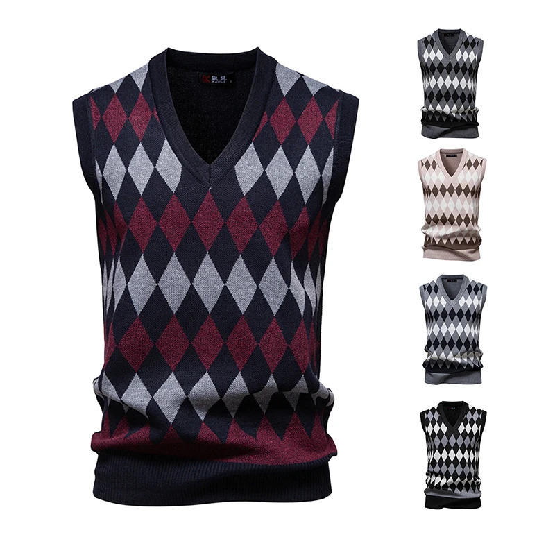 Men's Business Casual Knit Vest Sleeveless Pullover Lightweight VNeck Suit Waistcoat 260928
