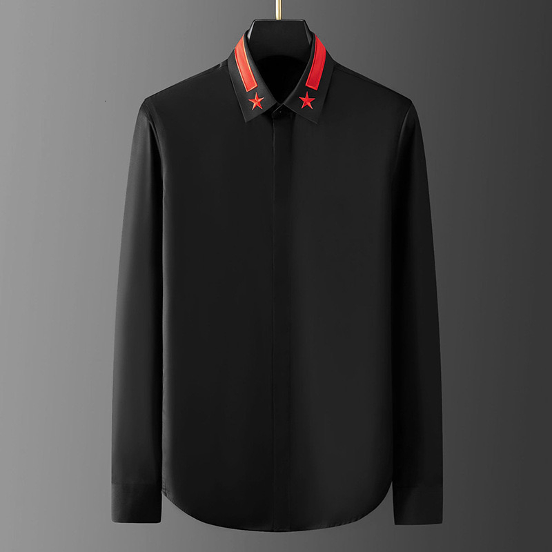High-end simple men's long-sleeved lapel shirt daily outdoor shopping fashion trend top large size xs-6xl