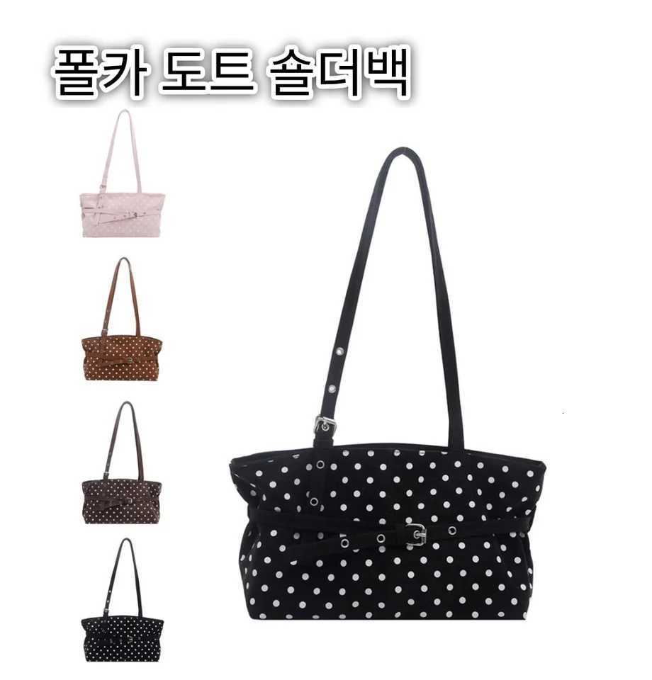 Evening Bags Polka Dot Fabric Shoulder Bag Adjustable Strap Canvas Tote Purse Top Zipper Vintage Underarm Hobo Bag for Women College H261016