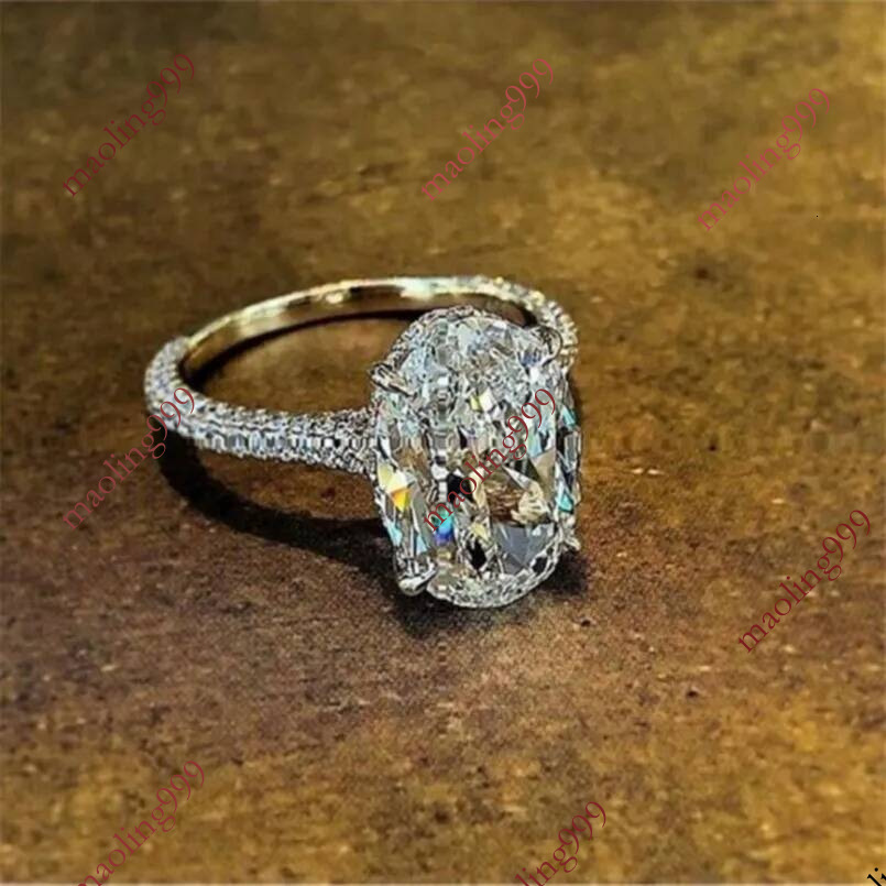 Bague de promesse en diamant de laboratoire, coupe ovale Vintage, 4ct, bague de fiançailles, de mariage, bijoux pour femmes