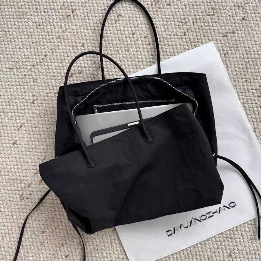 Evening Bags Fashionable Versatile Large Capacity Women's Shoulder Bag 2026 New Commuter Handbag Casual Simple Style Nylon Strap Leather I... H
