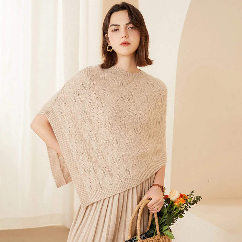 Women 100 Pure Cashmere Knit Poncho Cable Pattern Winter Warm Soft Cozy Cape Fashionable Casual Cover Up Cold Weather Accessory 261015