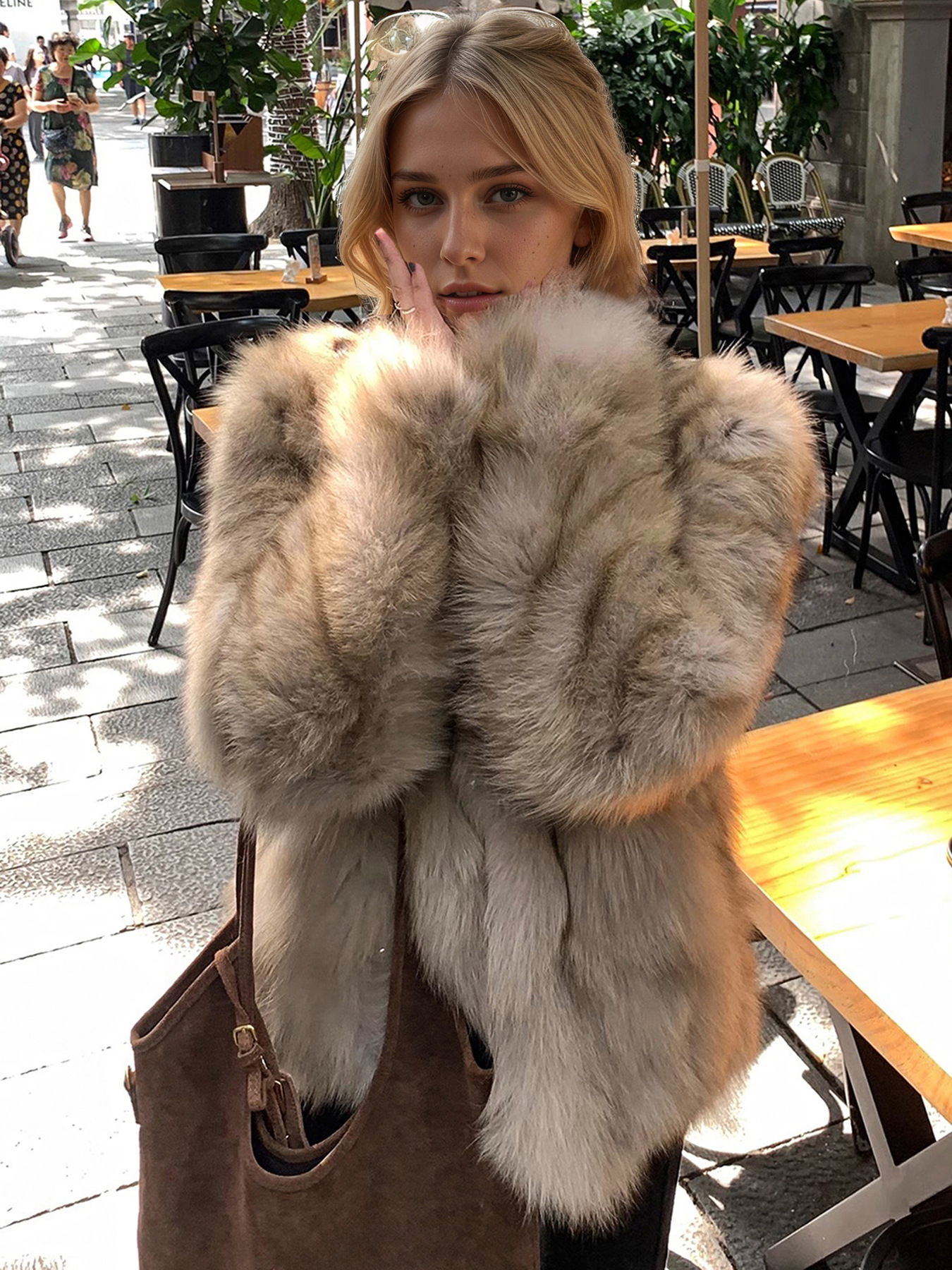 European And American Cross-Border Trade Hot-Selling Faux Fox Fur For Women, Stand Collar Short Fluffy Warm Coat HongluVersatile and light luxury ov