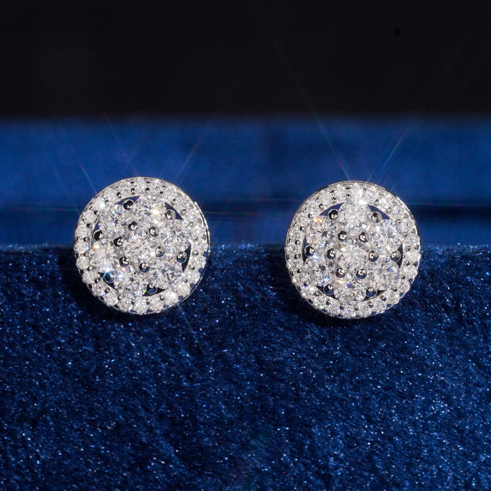 New S925 silver moissanite sunflower round flower-shaped earrings, jewelry wholesale
