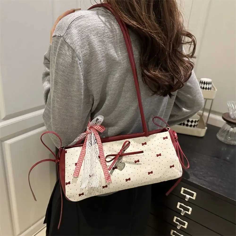 Cross Body French Korean Bow Decoration Women's Handbag Niche Style Zipper Closure Square Bag PU Material Underarm Bag Daily Wear H261016