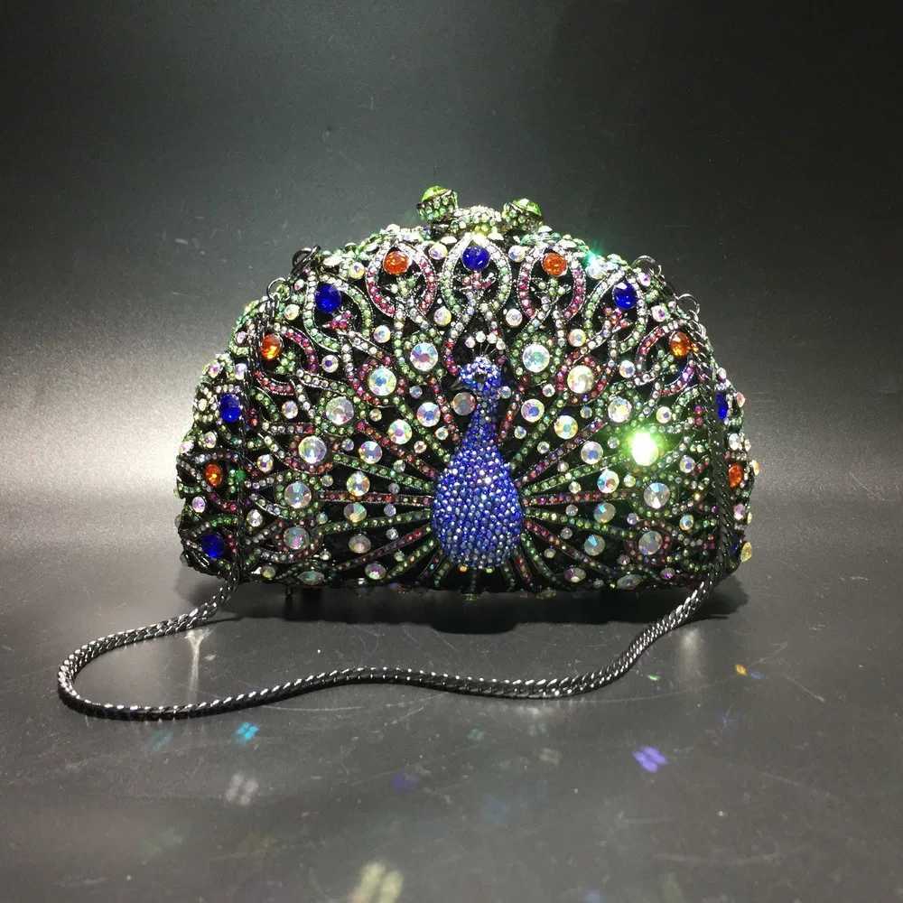 Evening Bags Peacock Rhinestone Women Bags Bling Shiny Handbags Metal Chain Crystal Party Bags Elegant Designer Eveing Clutch Purse H261016