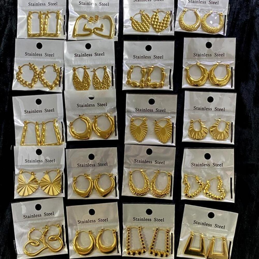 2026 European And American Cross-Border Best-Selling Stainless Steel Earrings, Geometric Irregular Pearl Design, Direct S1