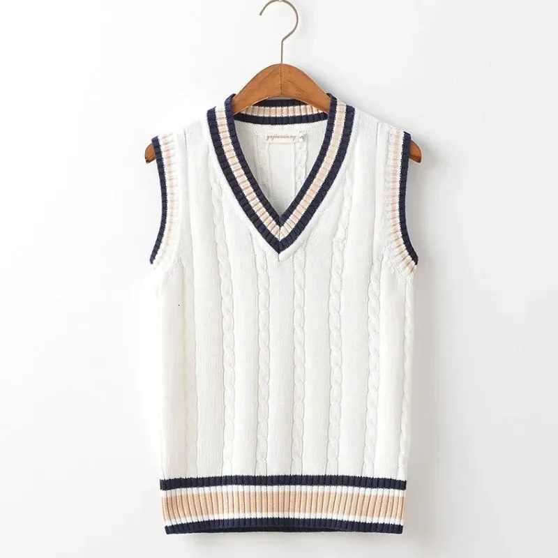 Knitted Men's Vests Striped White Sweaters for Men Blue Sleeveless Man Clothes V Neck Vest Red Waistcoat Jumpers Sweat-shirt Cigaret CottonW261