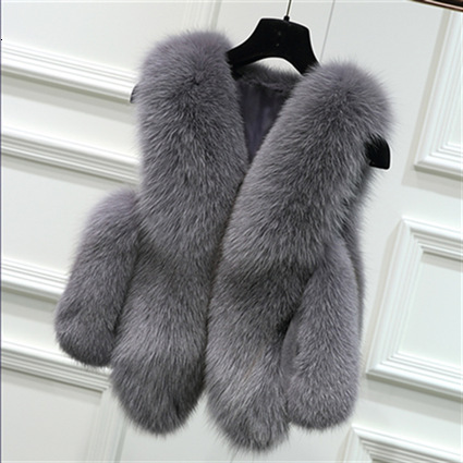 2026 New Faux Fox For Women Winter Vest Ladies Patchwork Short Fur Coat HongluVersatile and light luxury overcoat