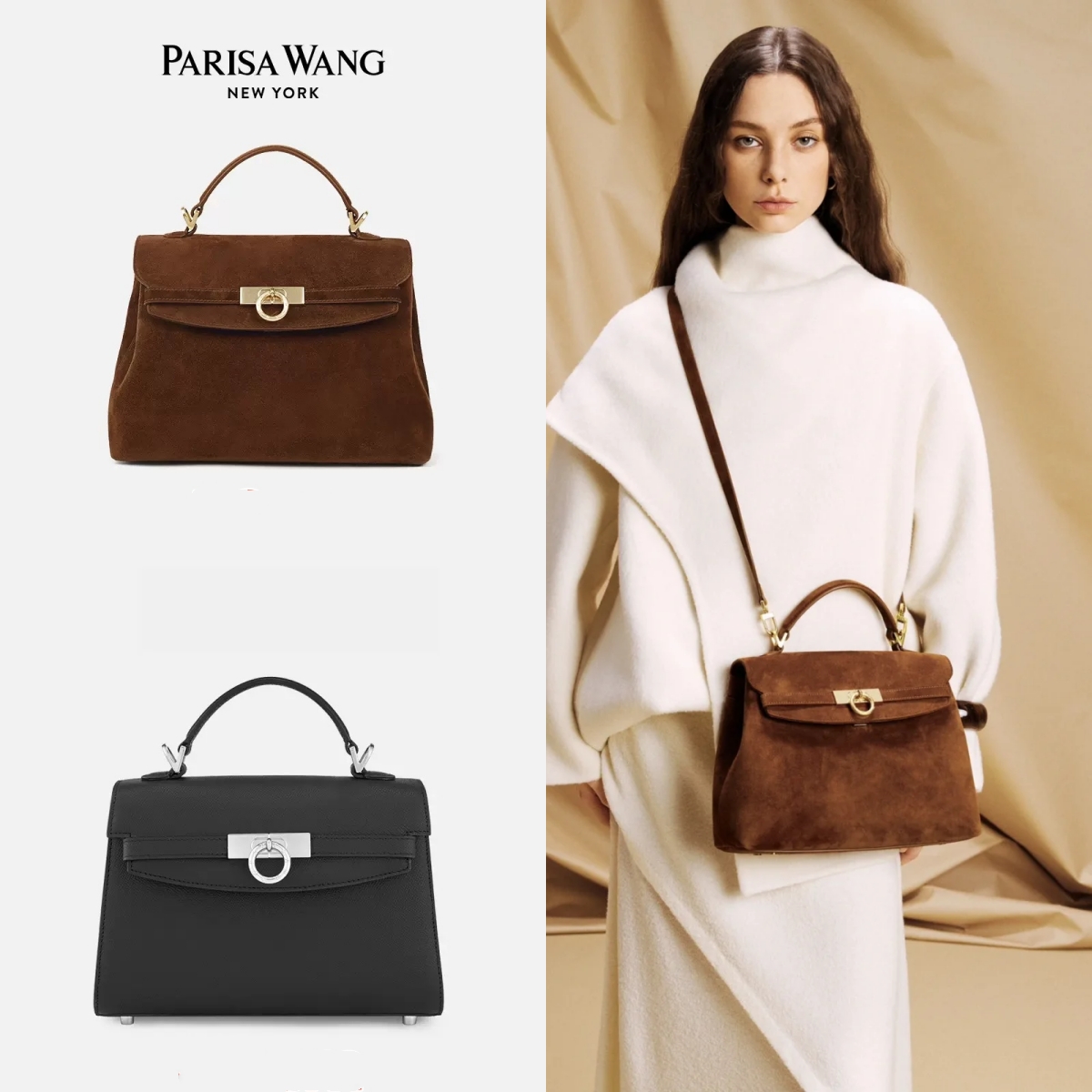 Womens Man Designer Shoulder bag Fashion Even parisa wang tote Bag Luxury Hobo Clutch envelope Suede weekend Bags Top handle work handbag Cross body