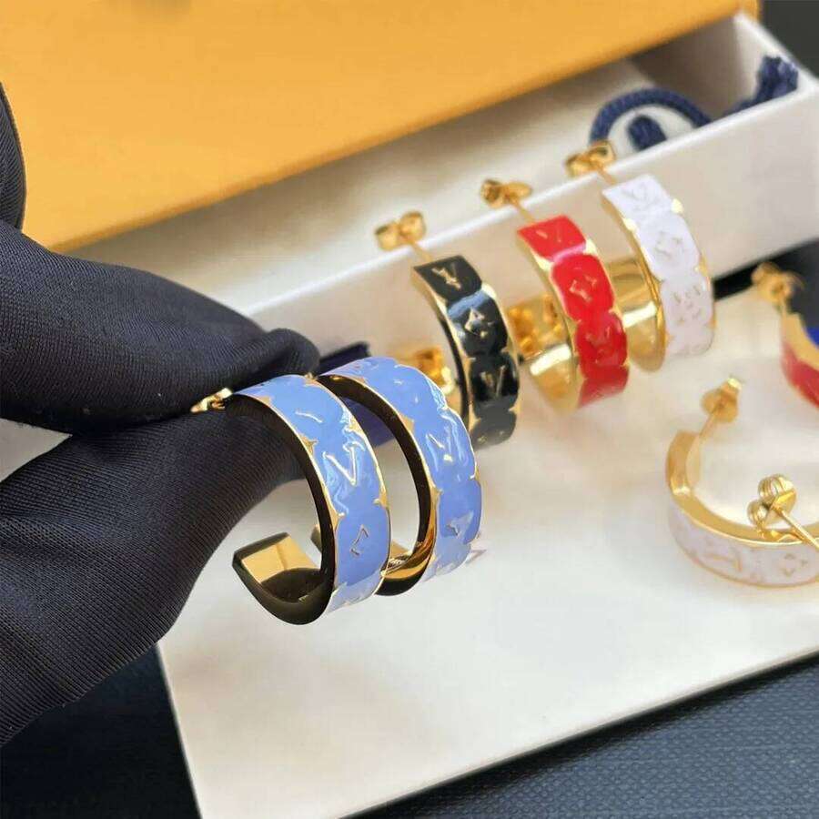 2026 Simple Sier Stud Classic Hoop Earrings Fashion Women Gold Plated Stainless Steel Geometry perfume cologne Wer Earring Girls Wedding Party Gifts