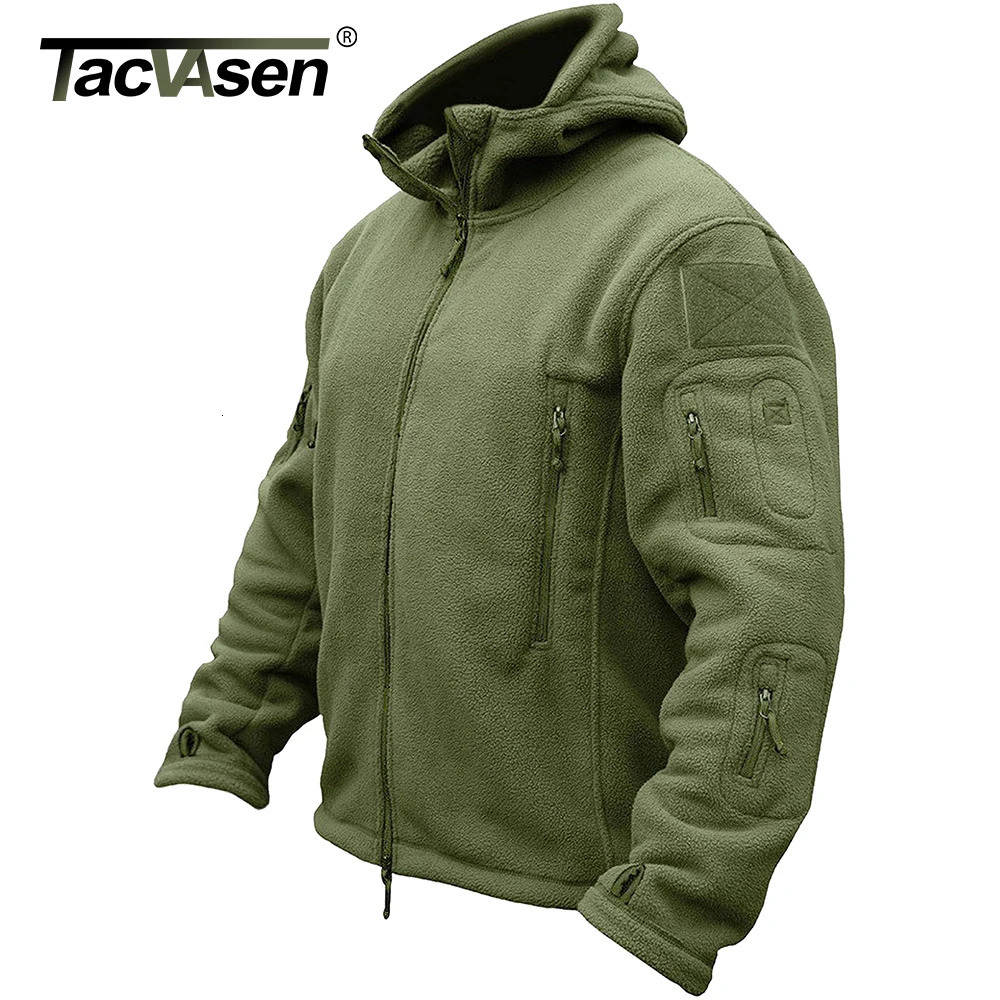 TACVASEN Men's Hoodie Fleece Jacket Fall Winter Warm FullZip Outdoor Hiking Working Camping Coat with Multiple Zippered Pockets 261010