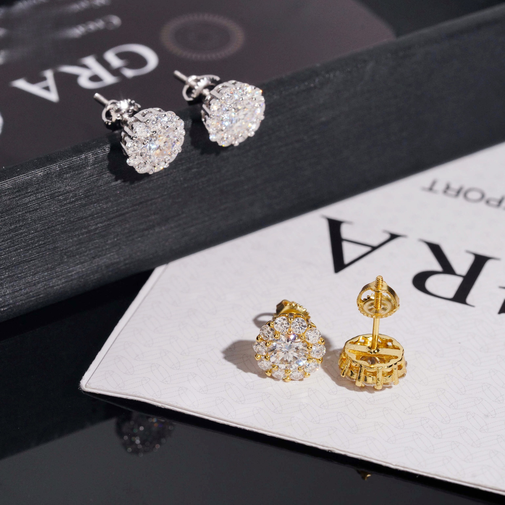 niche 8.8mm floral earrings , S925 silver inlaid with moissanite, passes testing, direct supply