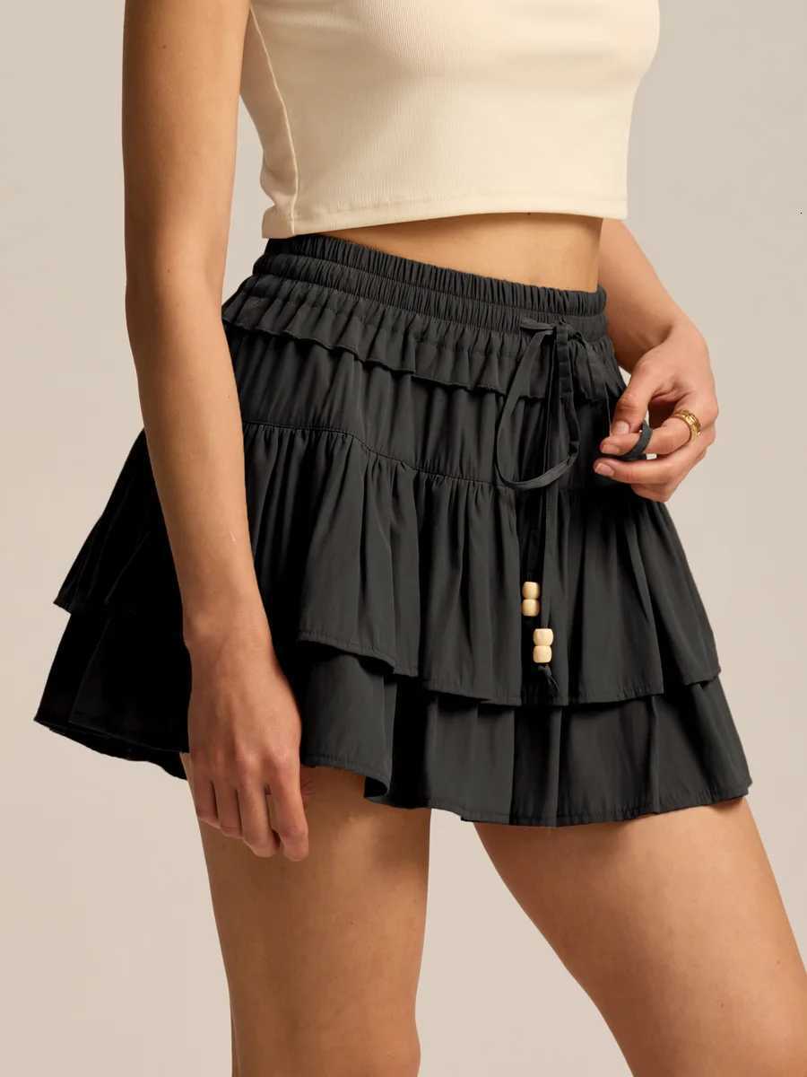 Drawstring Skirts Chic Womenswear Skort Midi Skort Pants Fashion New High Waist Lined Short Mini Skirt Fresh Sweet Comfortable Skirt W261017