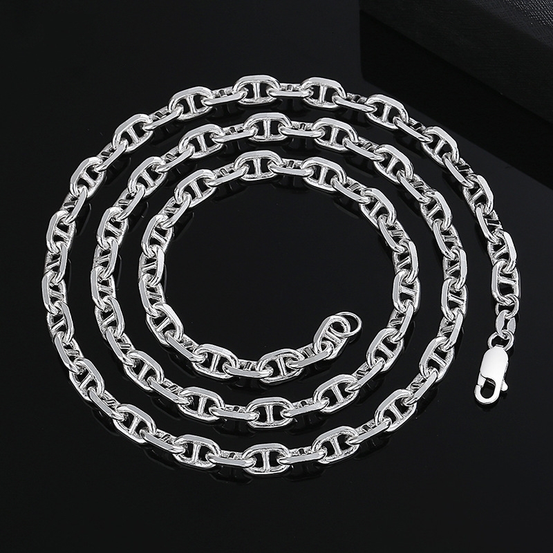 New Arrival Pig Nose Design Hip Hop Style 4mm Thick 925 Sterling Necklace Men S925 Silver Chain
