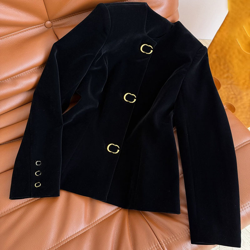 Designer Velour Jacket Coat Luxury Women Letter Button Jackets Spring Autumn Elegant Ol Wedding Dinner Formal Suit Outwear