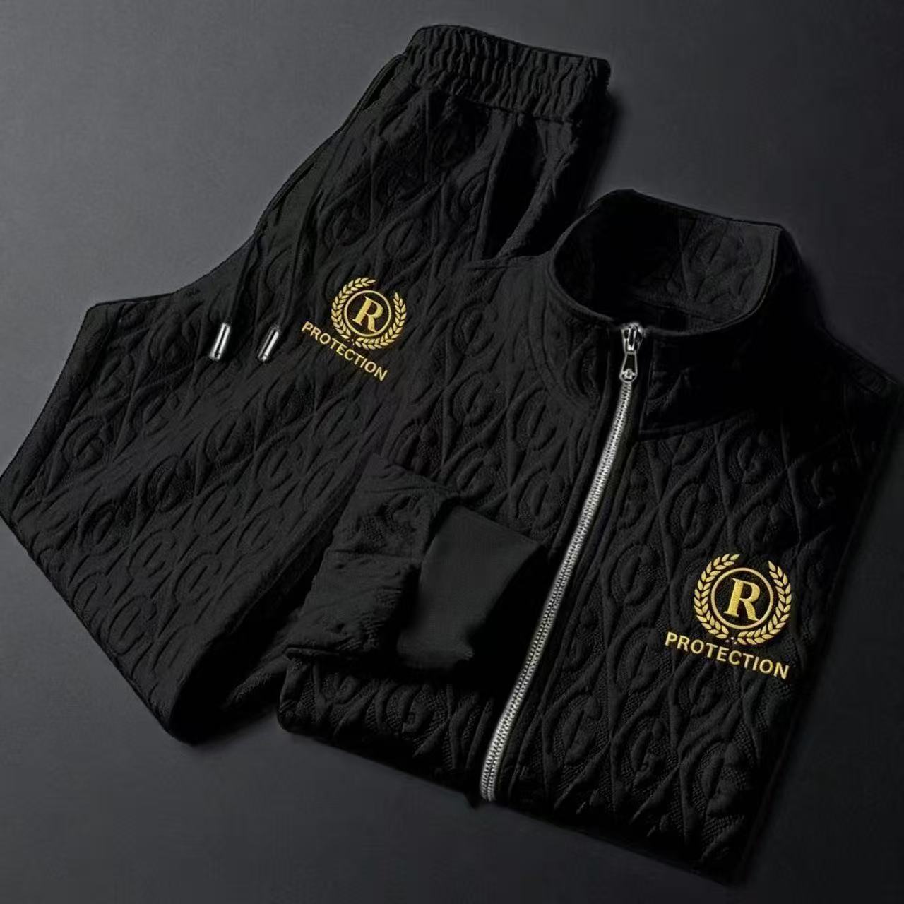 Spring Autumn Two-piece Trendy Cardigan Jacket Casual Set Men's Top Pants 2 Piece Sports Tracksuit Suits For Men