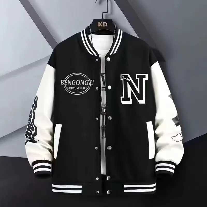 Jackets Autumn Men's N Men's Printed Baseball Jacket Harajuku High Street Blue Sports Jacket Fashionable Men's Thin Baseball Uniform