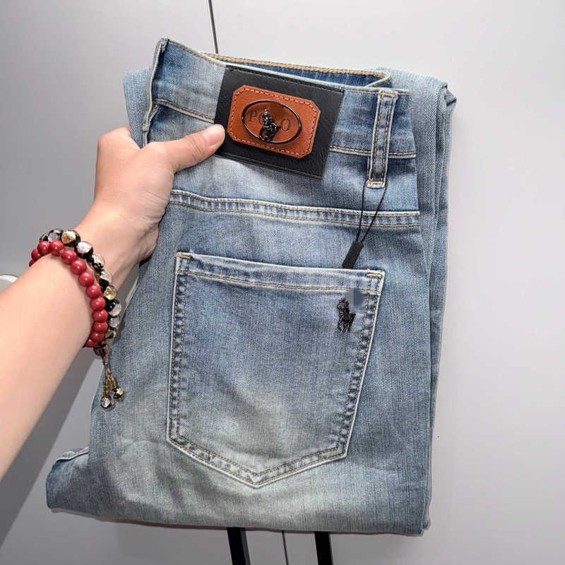 designer Men's Jeans Knight high-end European-style men jeans, washed for vintage look, loose American straight-leg casual long pants Q6D9
