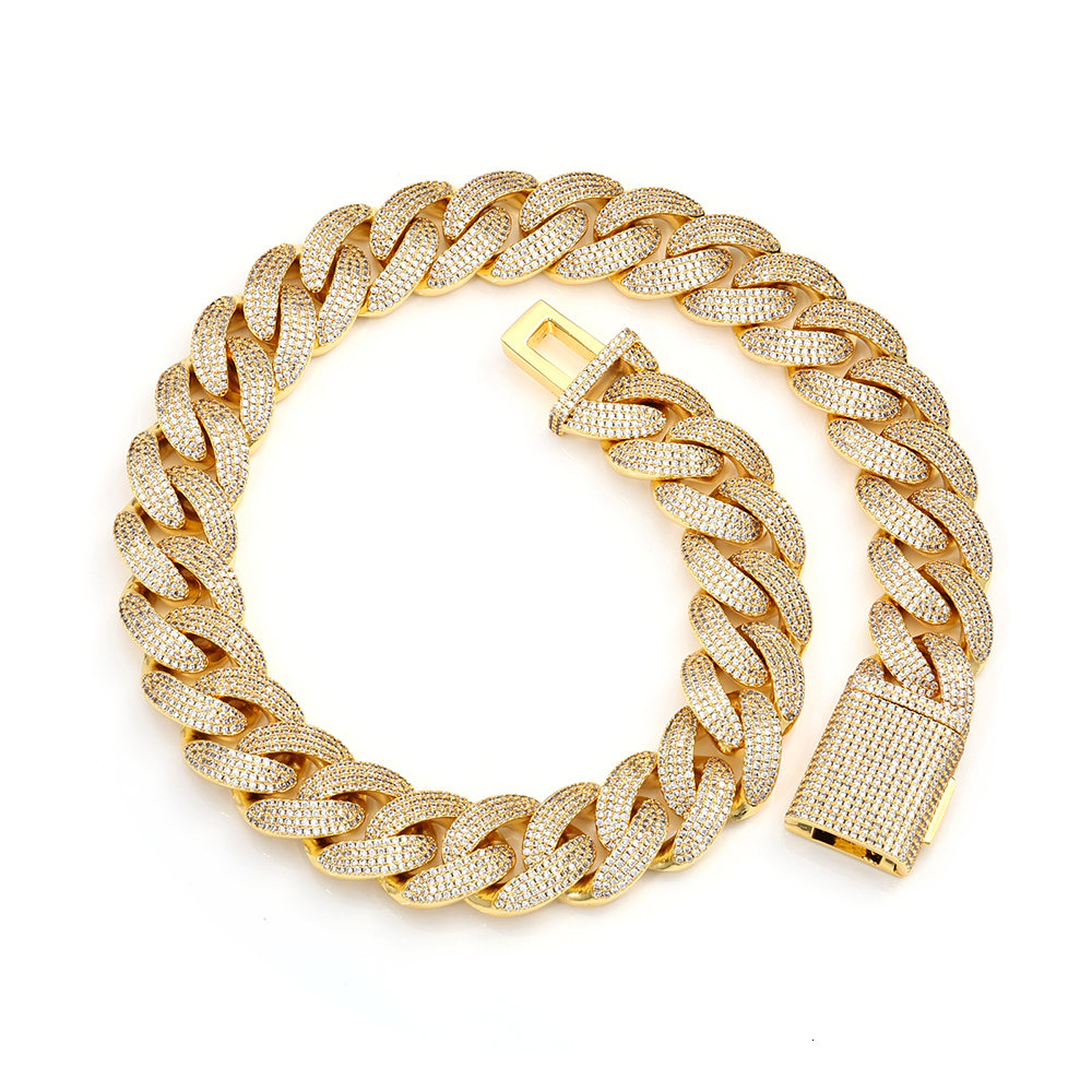 FLEXKING Luxury Diamond Cuban Link Chain 20MM Bling Cubic Zirconia Full Iced Out Cuban Necklace Hip Hop Jewelry Wholesale
