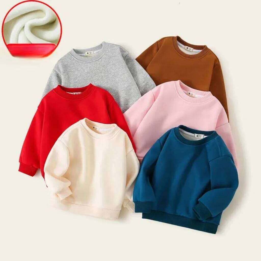 Girls Hoodie Autumn Baby Velvet Thicken pullover Hoodie Infant Long Sleeve Loose Casual Solid Warm Sweatshirt Girls Cotton Outerwear Top Costume Cre