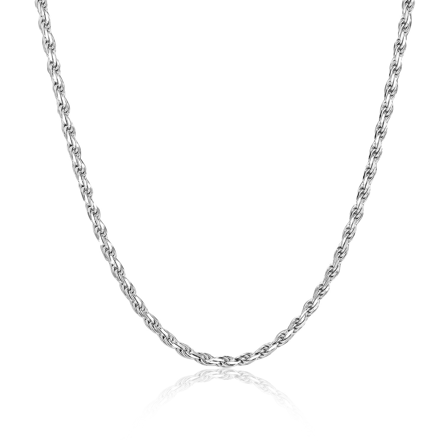 2.5mm S925 Sterling Silver Gold Plated Rope Chain Necklace for Women, Fashionable European American Style, Simple and Chic
