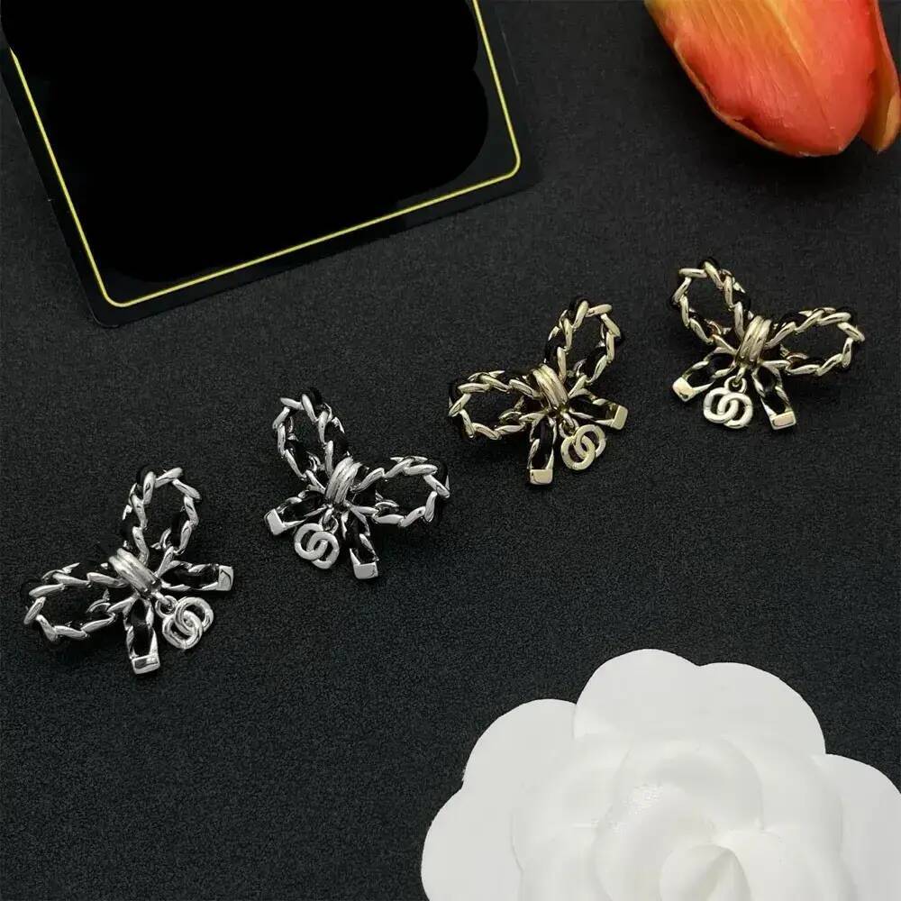 Stud Earring High Quality Gold Plated Jewlery Designer For Woman push back stud Brass Double Letters Earring Crystal Rhinestone Fashion Accessories