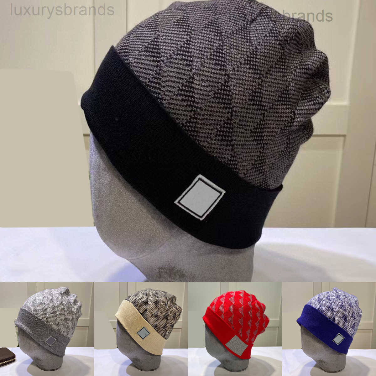 designer beanie Plaid classic hats for men women knitted bonnets winter hats fall thermal skull cap casual travel classical luxury beanies grey blac